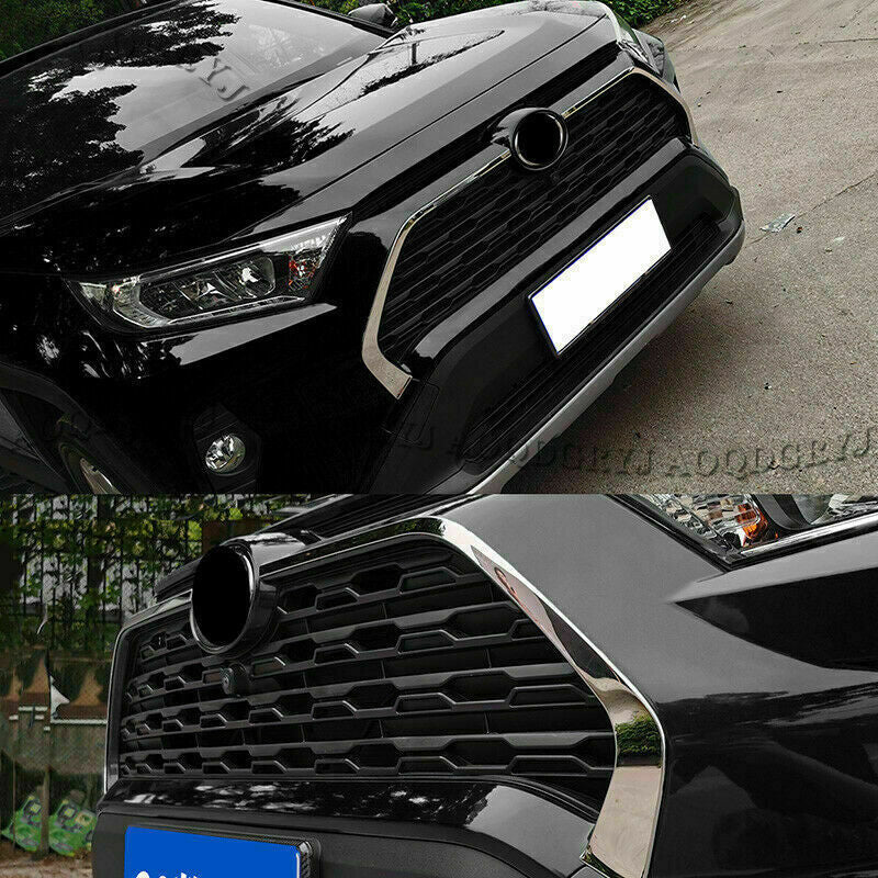 for TOYOTA RAV4 2019-2023 Chrome Style Front Grille Grill Mesh Strips Cover Trim