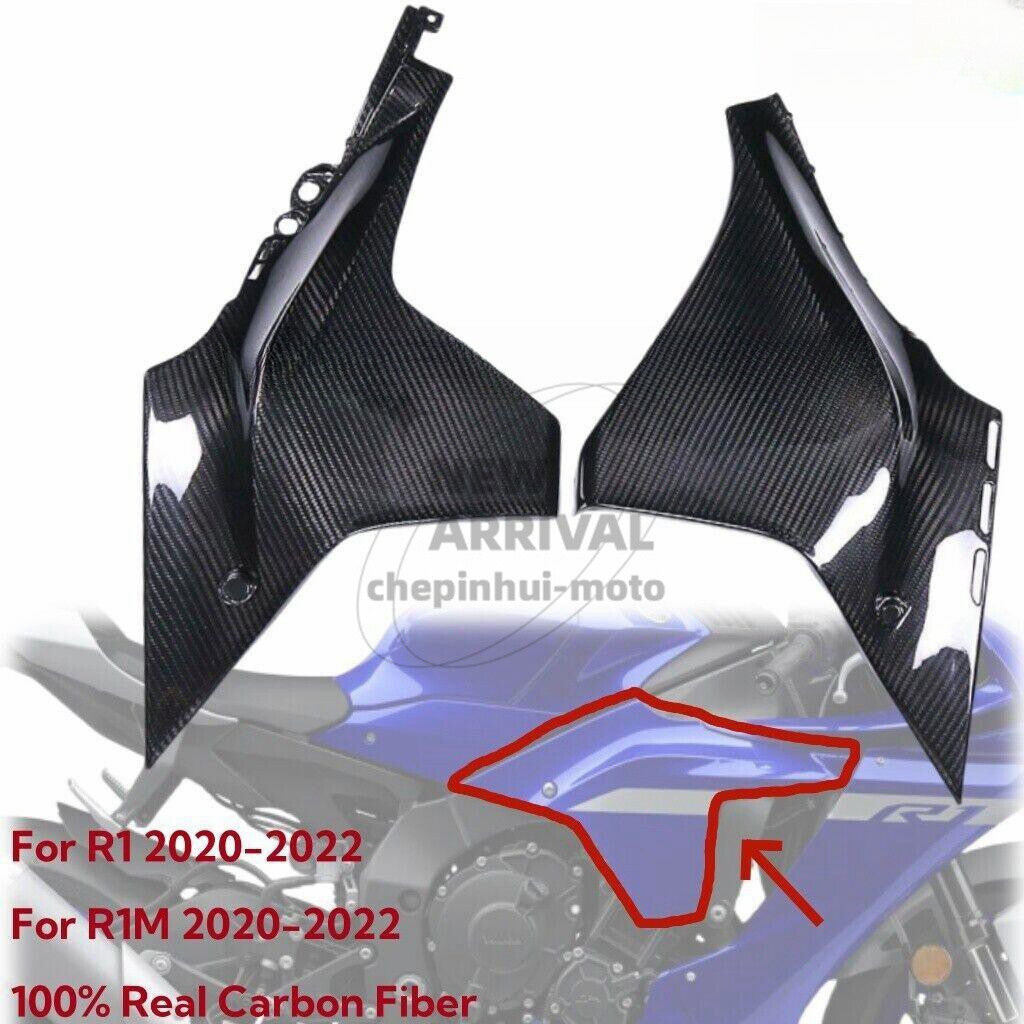for Yamaha R1 / R1M 2020-2024 Carbon Fiber Upper Front Tank Side Panels Covers