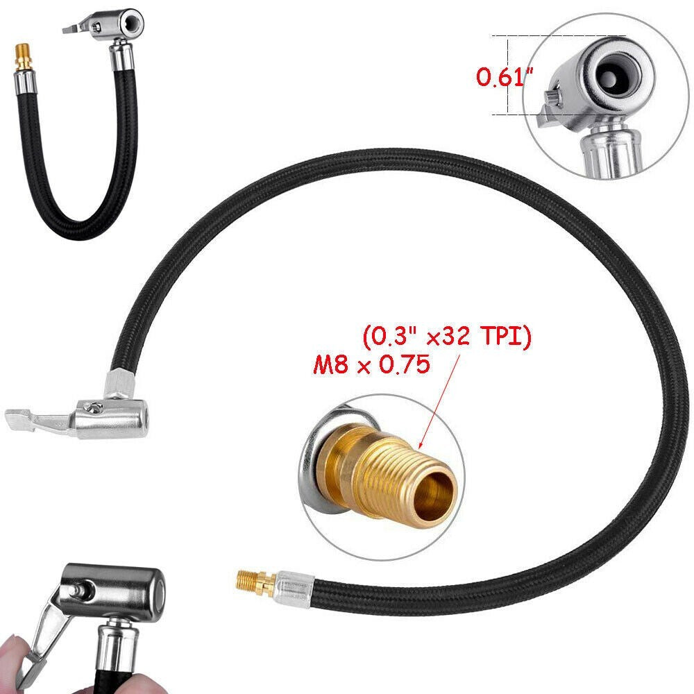 60cm Car Tire Valve Connect Pipe Chuck Inflator Air Pump Extension Adapter Part v