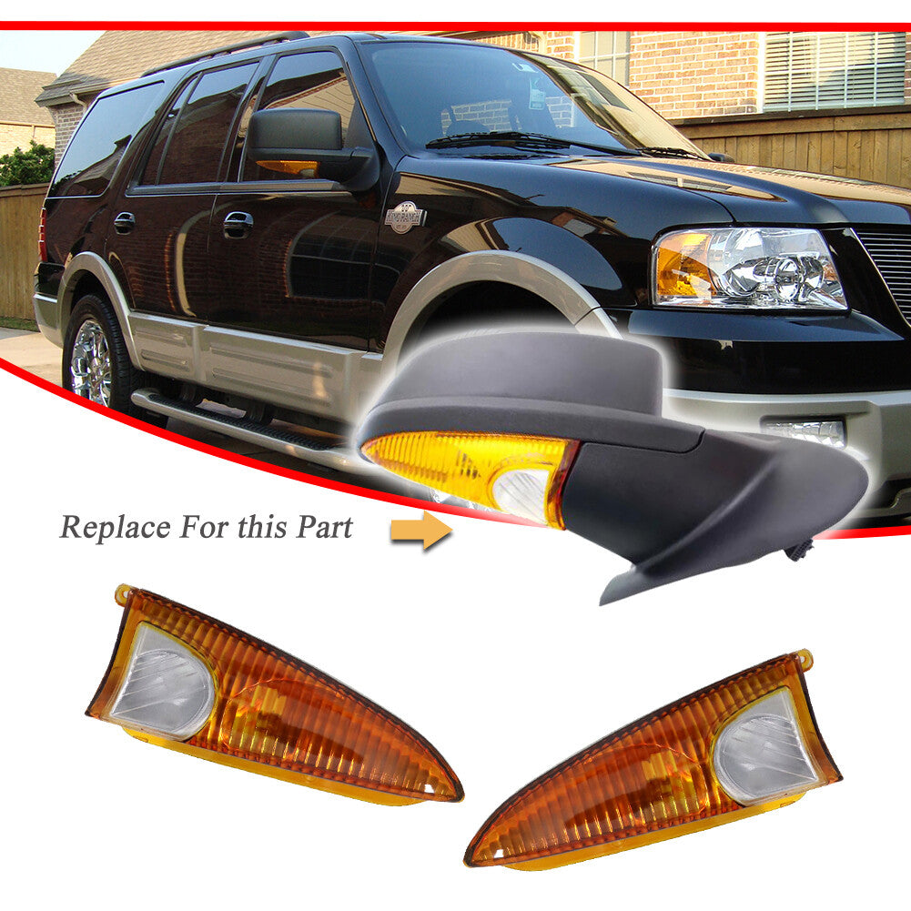 Pieces Amber Side View Mirror Light Covers for 03-06 for Expedition for Navigator Front - v