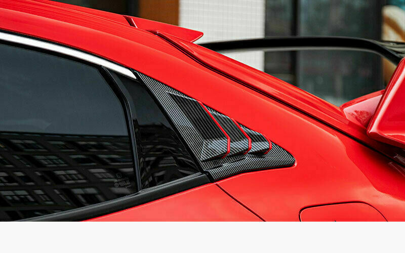 Red+Carbon Fiber Side Window Vent Louver ABS for Honda for Civic Hatchback 2016-2021