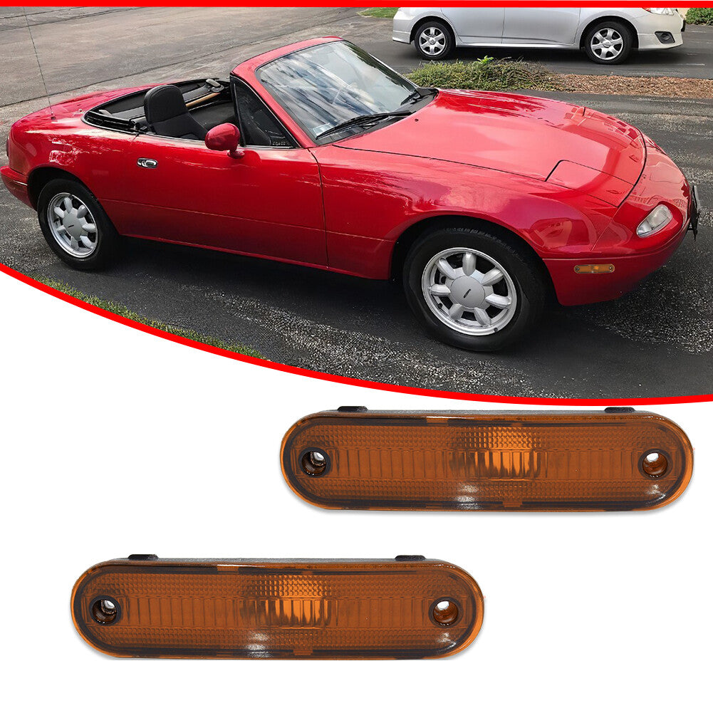 For 90-05 for Mazda Miata MX-5 Front side marker lights Amber Left and right sides one pair - v