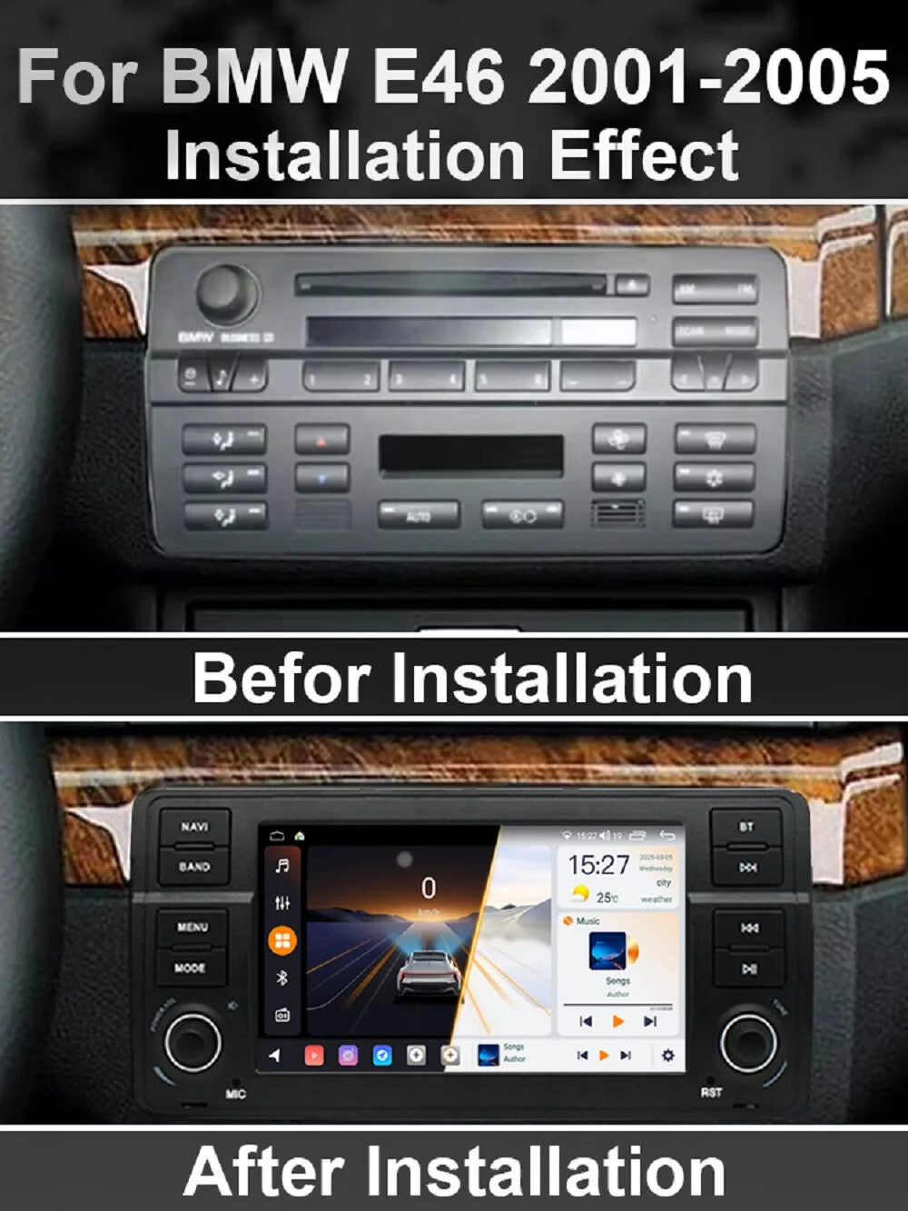 Android Auto CarPlay Car Radio for BMW E46 M3 2001-2005 Multimedia GPS Screen 4G
