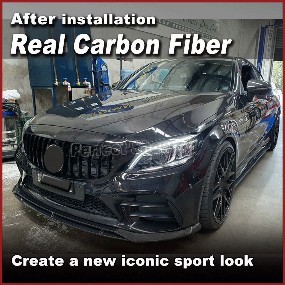for Benz W205 C205 C43 2019UP Carbon Fiber Front Bumper Lip Spoiler Splitter