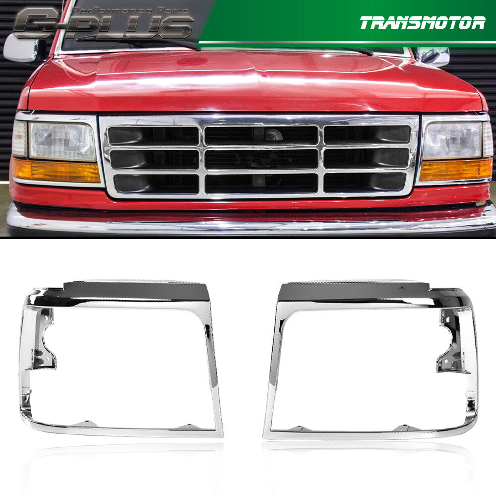 for CHRome Headlight Headlamp Trim Bezel Set Fits for Mustang F150 Pickup - v