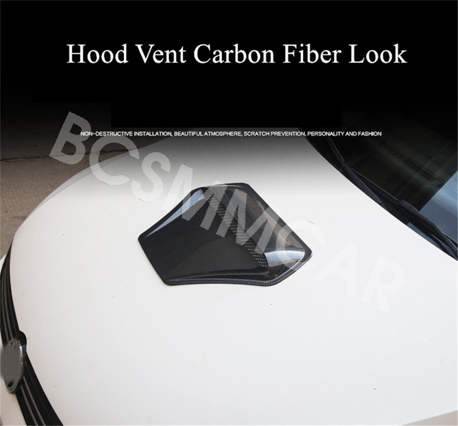 Carbon Fiber Look Hood Vent Decorative Air Flow Intake Bonnet Vent Cover Q