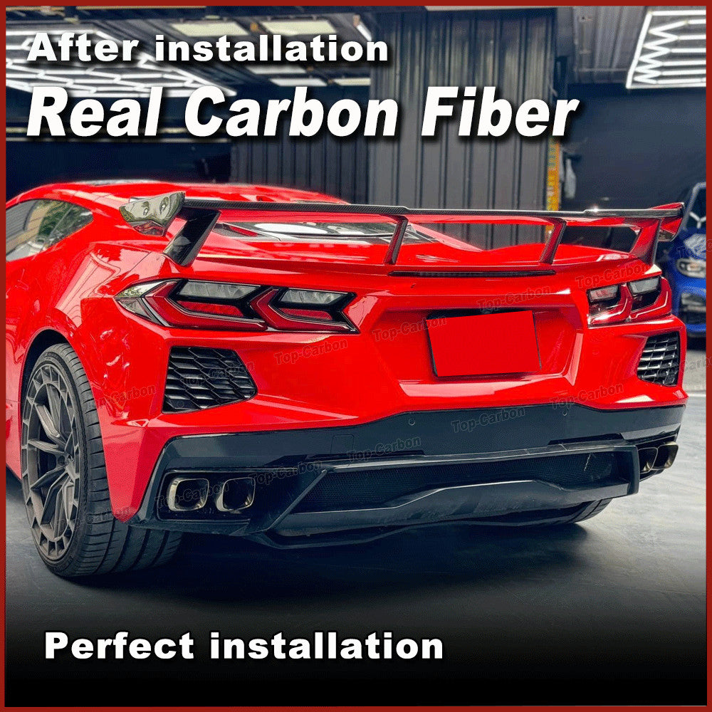 for Chevrolet for Corvette Stingray C8 20-22 Real Carbon Rear Trunk Wing Spoiler Lip