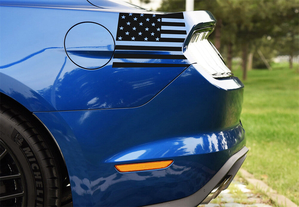 PVC Black US Flag Rear Side Fender Decal Sticker Cover for Ford for Mustang 2015-23