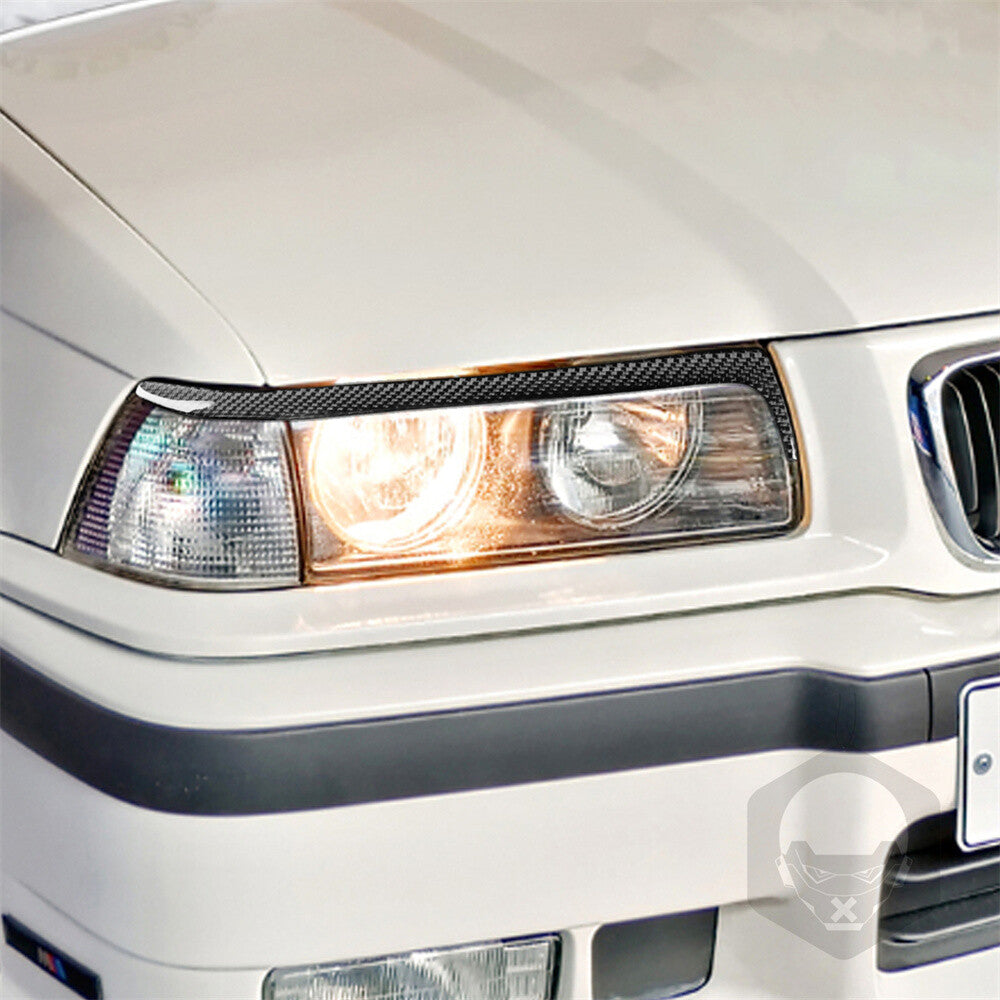 Carbon Fiber Front Headlight Eyelids Eyebrow Trim for BMW 3 Series E36 1992-1998