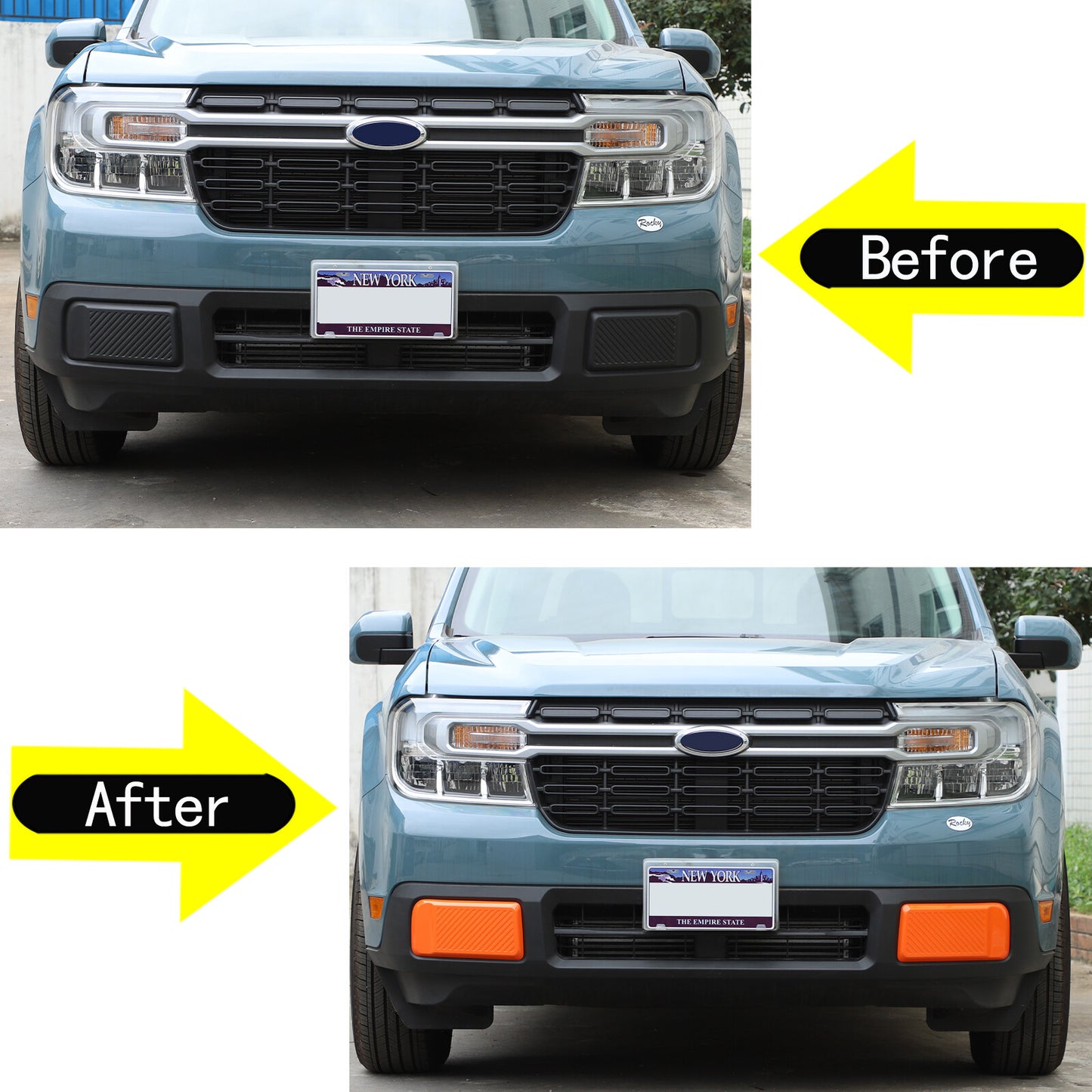 Orange front left and right bumper padded trim panels for Maverick 2022-2024 n