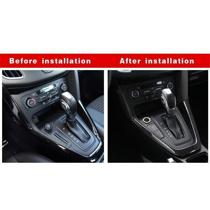 for Ford Focus 15-18 Carbon Fiber Look Gearshift Outer Panel Frame Cover Trim 2P