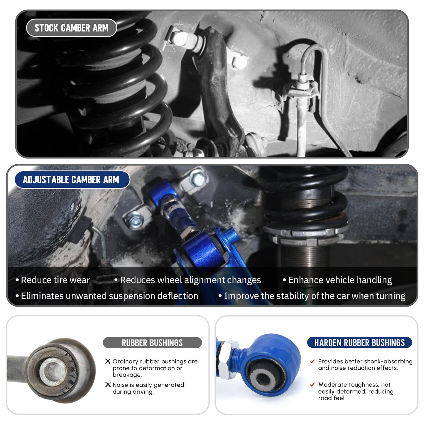 2pcs Rear Camber Control Arms Links Set for Honda CR-V CRV 97-01 Adjustable