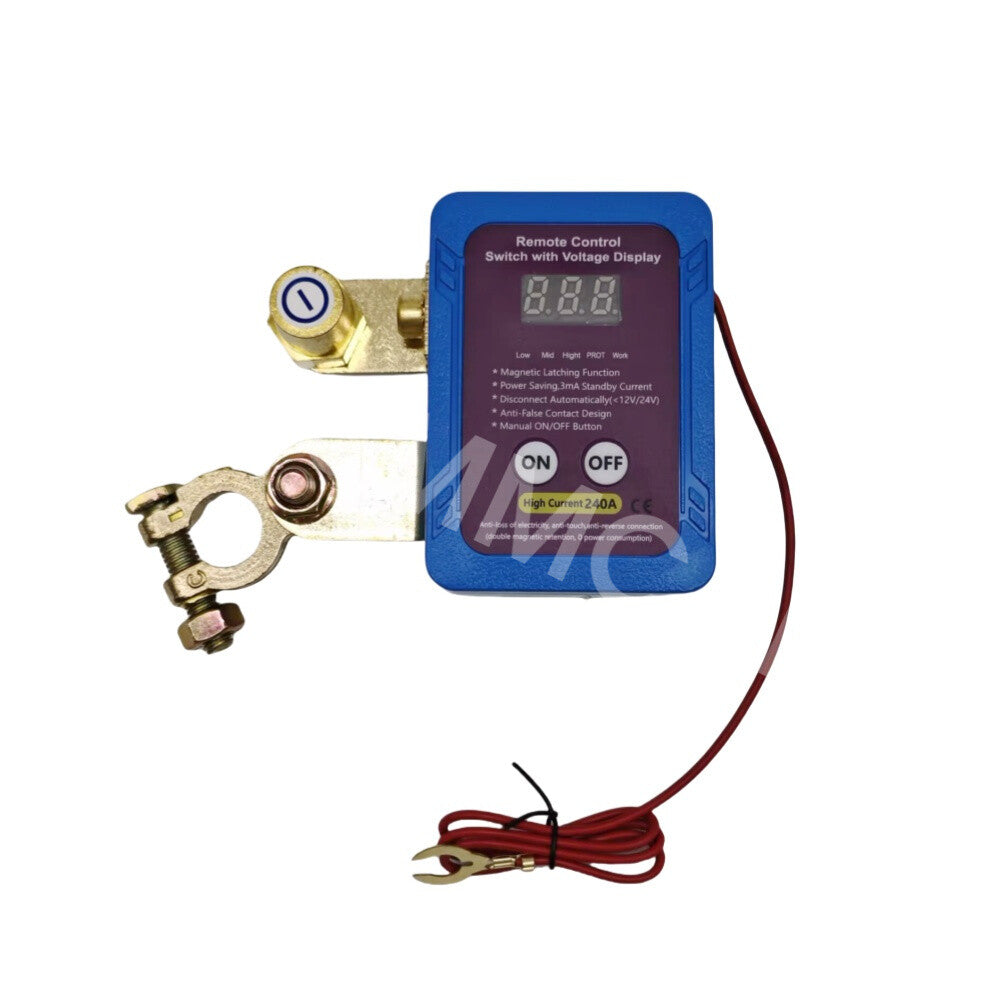 Remote Battery Disconnect Switch 12V 240A Kill Switch LED Voltmeter Display Q