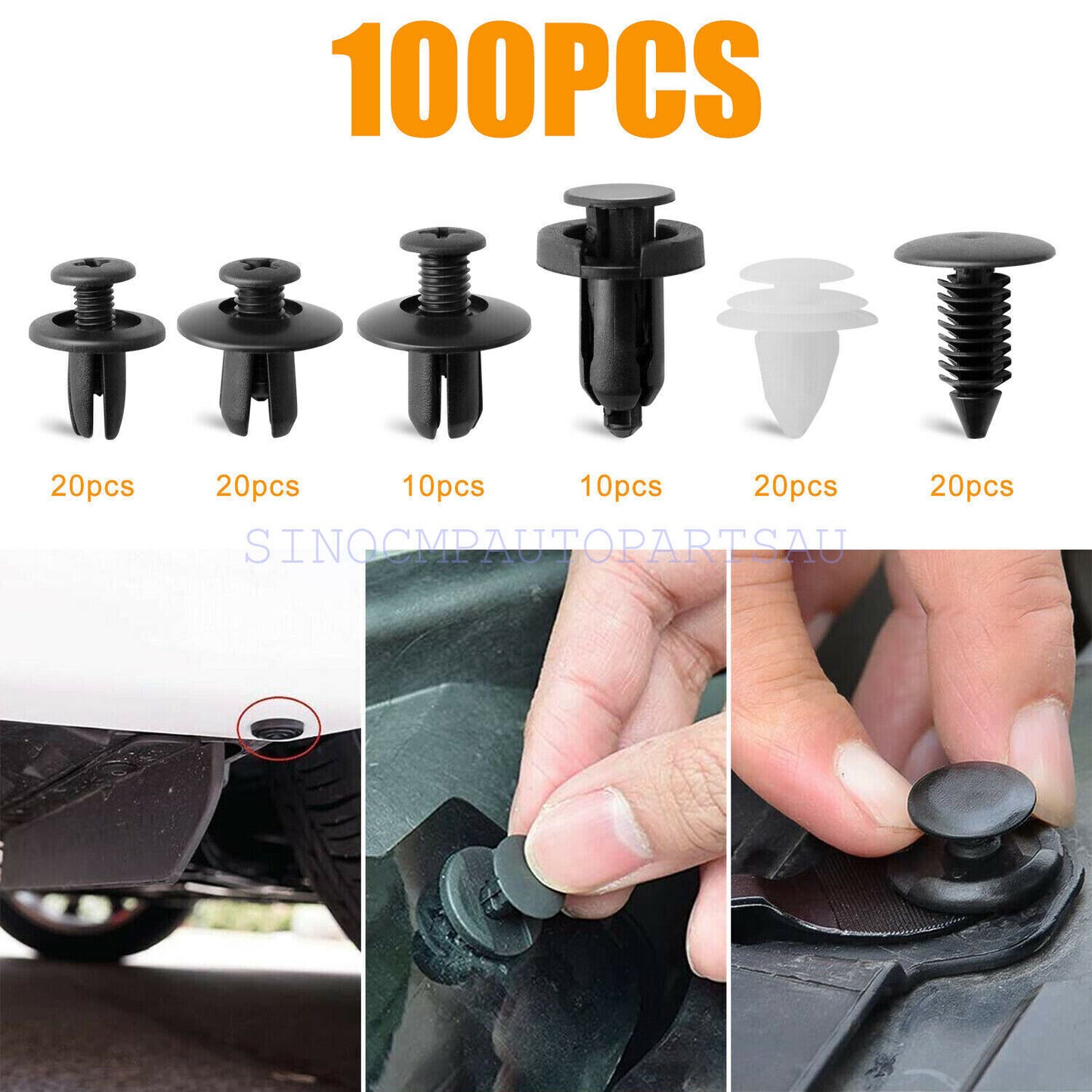 01553-0038U 100pcs Plastic Trim Retainer Fastener Clips Push Pin Fender Bumper