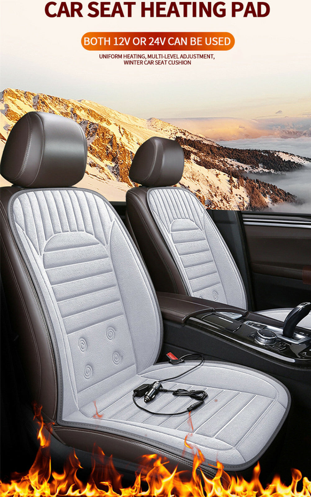 Fast Heating Car for Seat Heated Cushion Plush Cover Anti-slip W/Temp Adjust Switch Q