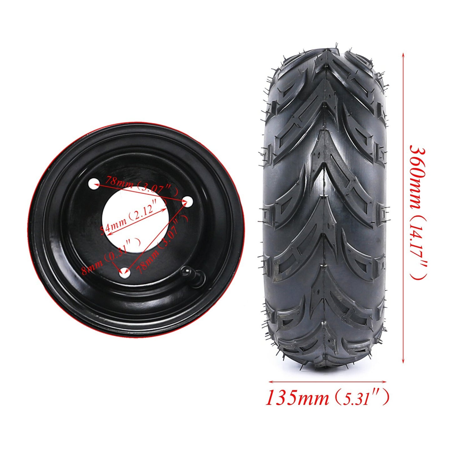 Pair 145/70-6 Tyre Rim Tubeless 6 inch Wheels ATV Go Kart Buggy Quad Lawn Mower