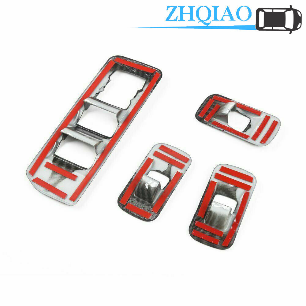 4PCS Carbon Fiber Grain Window Lift Panel Switch Trim for Ford F150 2017-2020