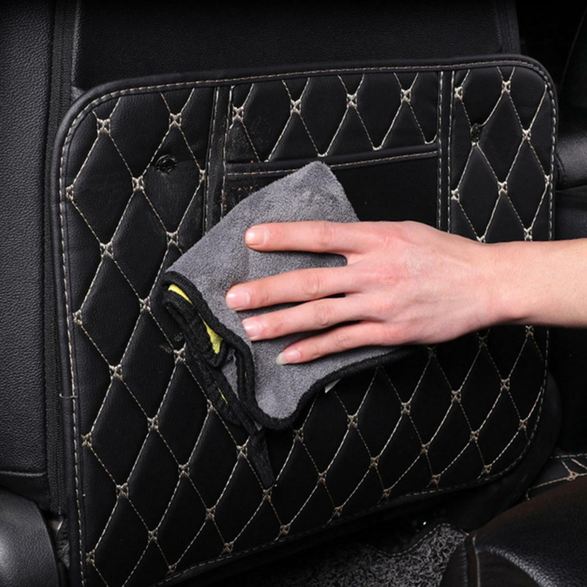 PU leather protective cover, scratch-resistant black car for seat back kick - n