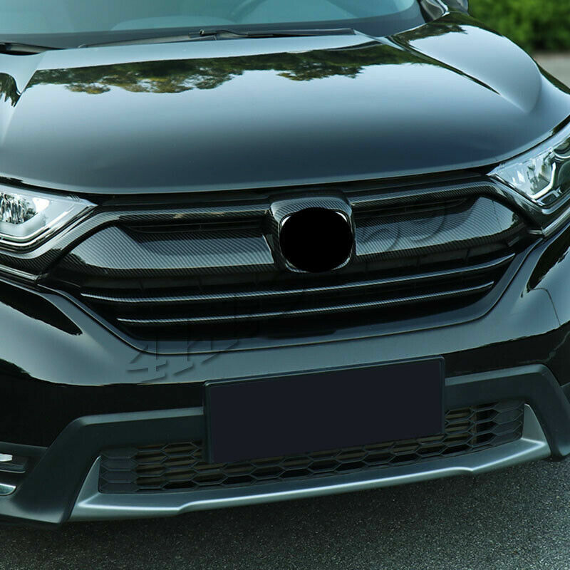 Carbon Fiber Look Front Grille Moulding Cover Trim for Honda CR-V CRV 2017-2022