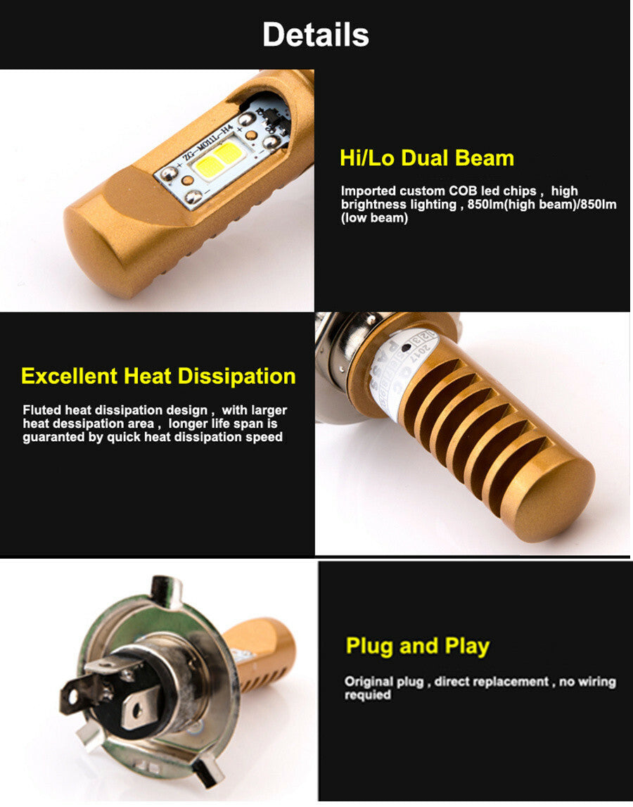 LED Super Bright Motorcycle Headlight Bulbs Motorbike Fog DRL Light Accessories Q