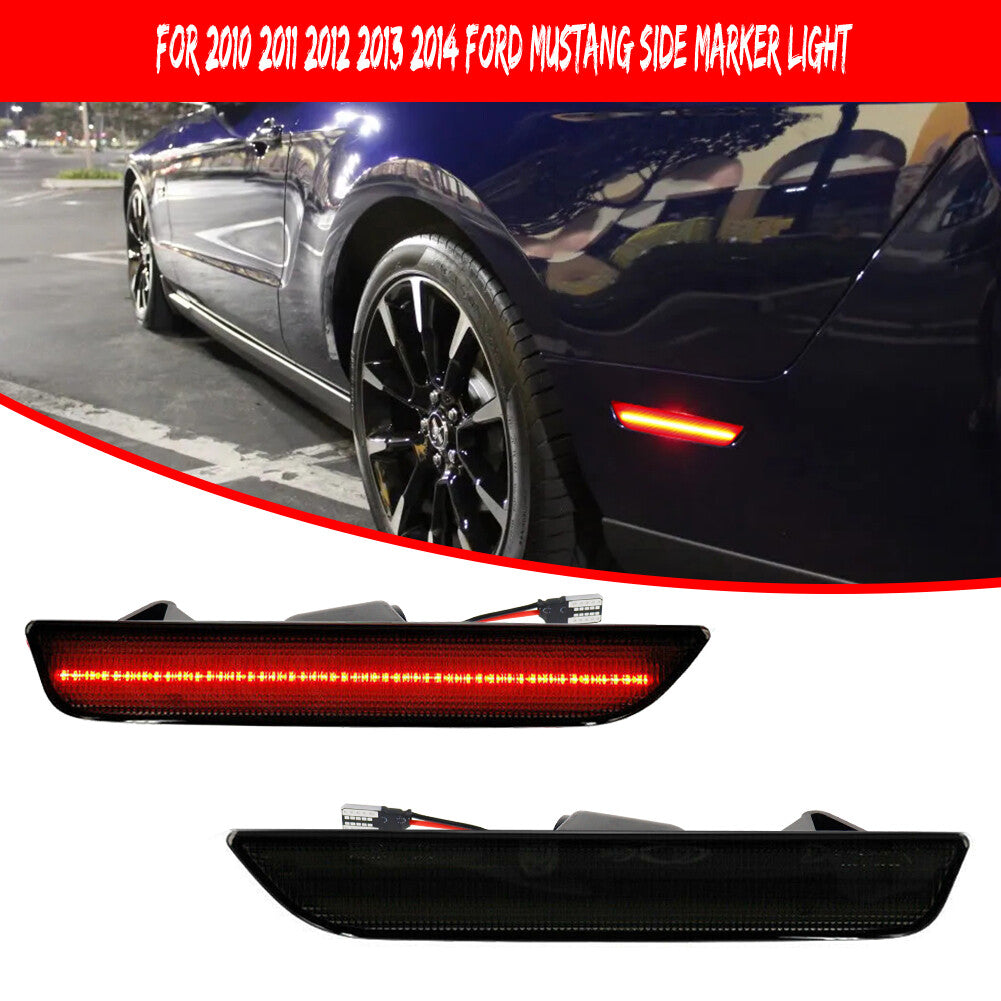 DARK SMOKE Red SMD LED Rear Side Marker Light Kit 10-14 for Mustang S197- v