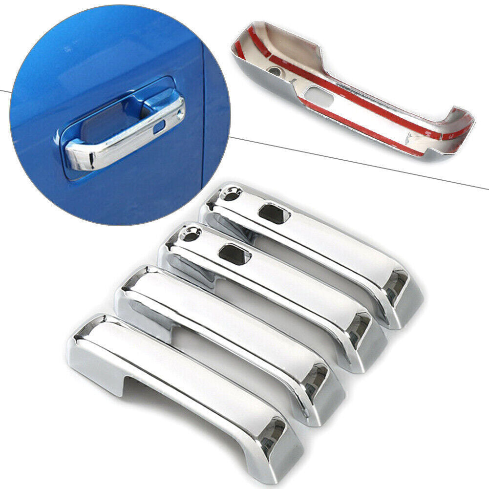 4X Door Handle Chrome Cover w/ for Smart Keyhole for 2015-2019 18 for Ford F-150