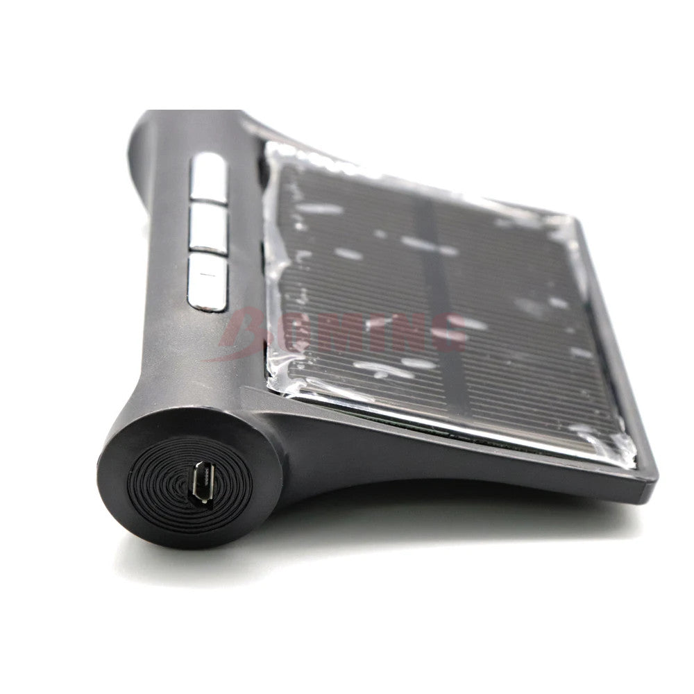 External tire pressure monitoring system with USB + solar-powered wireless automotive LCD screen and 4 TPMS sensors.