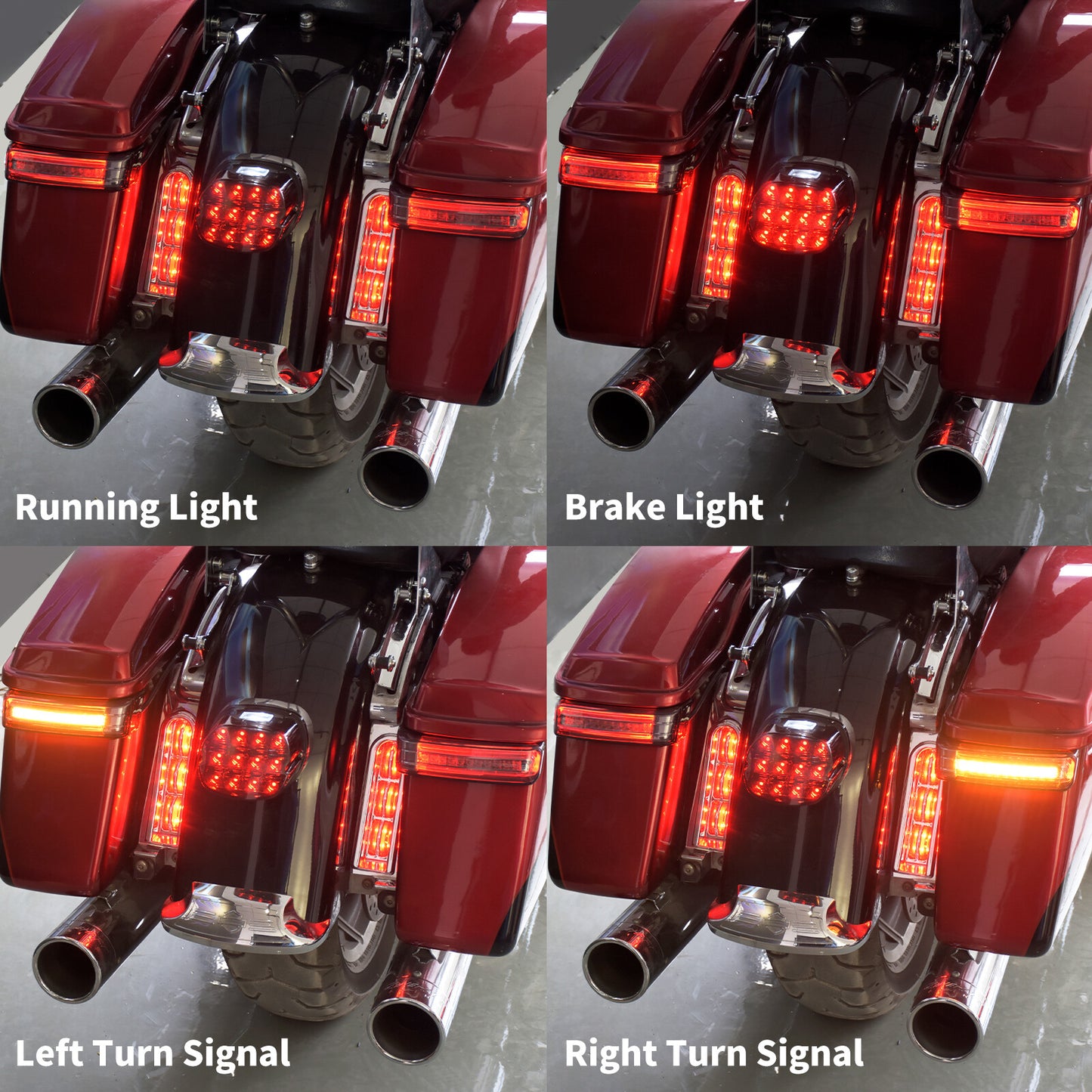 Black Saddlebag LED Turn Signal Brake Light w/ Red Lens for Harley Touring 97-13