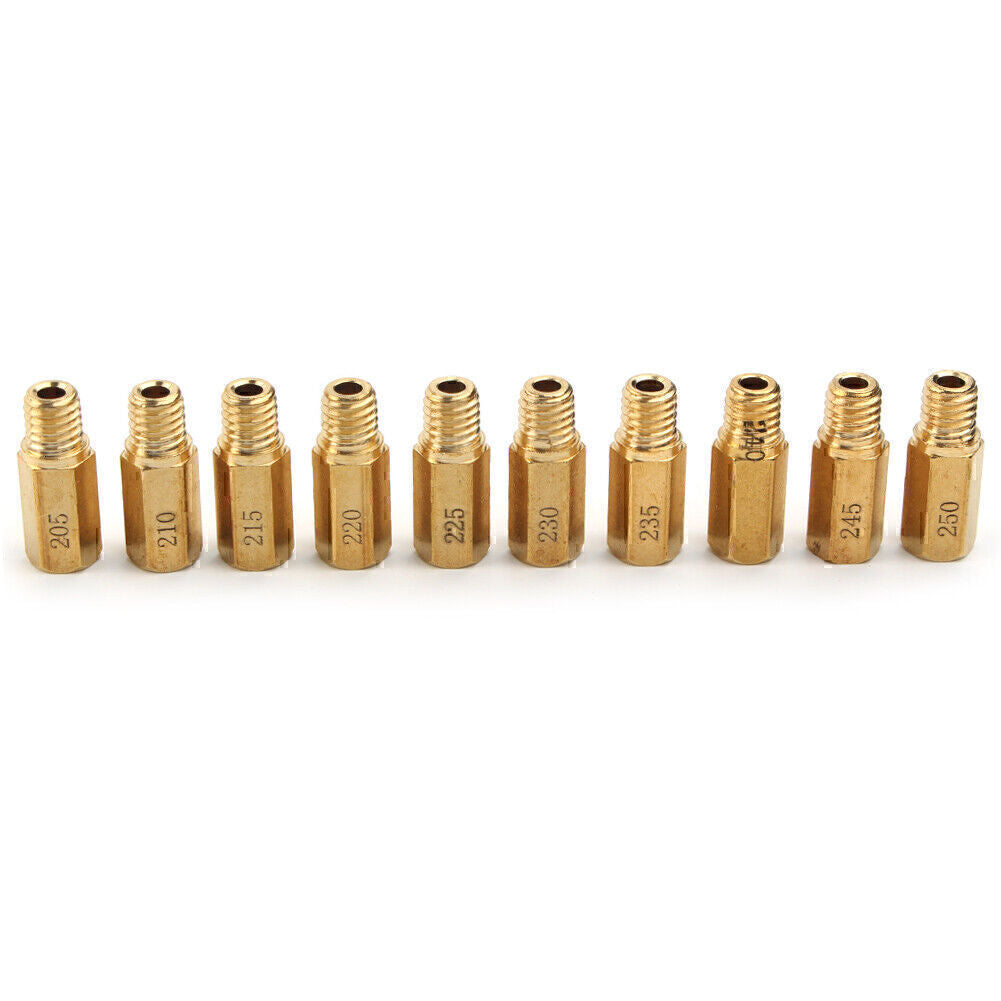 10PCS Carburetor Main Jets Slow/Pilot Jet Kit For Keihin PWK OKO CVK 205-250 GLD Q