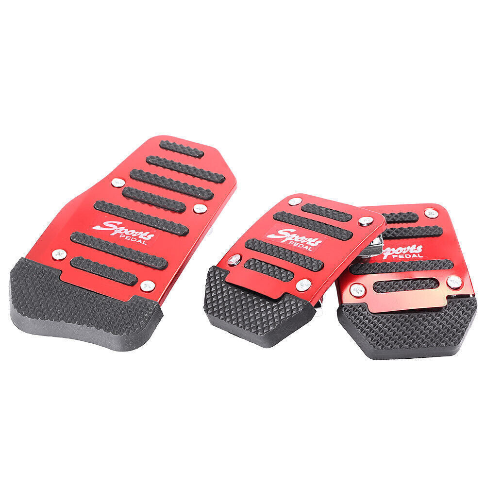 3x Manual Car Clutch Brake Accelerator Pedal Nonslip Foot Treadle Cover Red