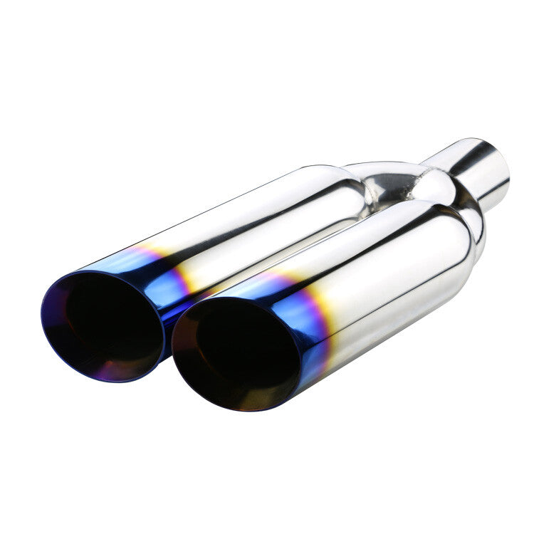 2PCS 3'' ID 4'' OD Universal Dual Exhaust Slant Tips Stainless Steel 453mm Blue