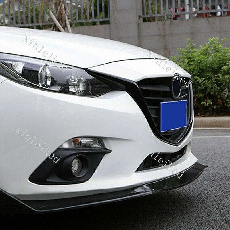 for Mazda 3 Axela 14-2016 Glossy Black Front Center Side Mesh Grille Strip Trim