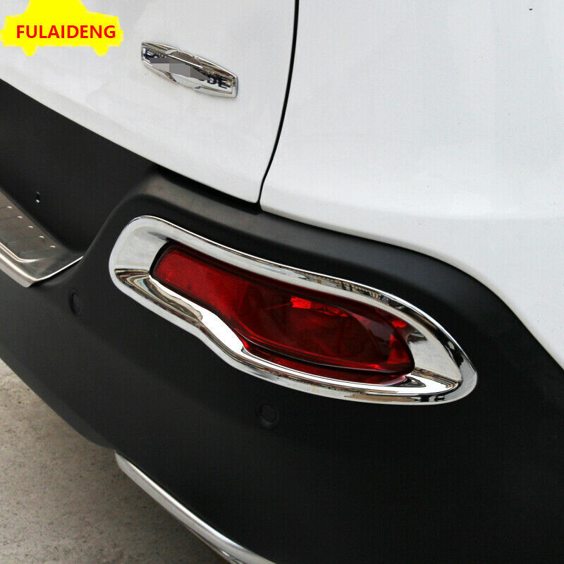 for Jeep Cherokee 2014-2018 Chrome Car Rear Bumper Fog Light Lamp Cover Trim 2X