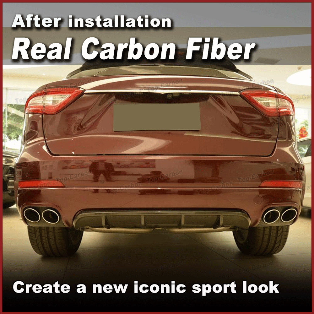 Fit for Maserati for Levante 2016-2017 Real Carbon Rear Bumper Diffuser Lip Spoiler