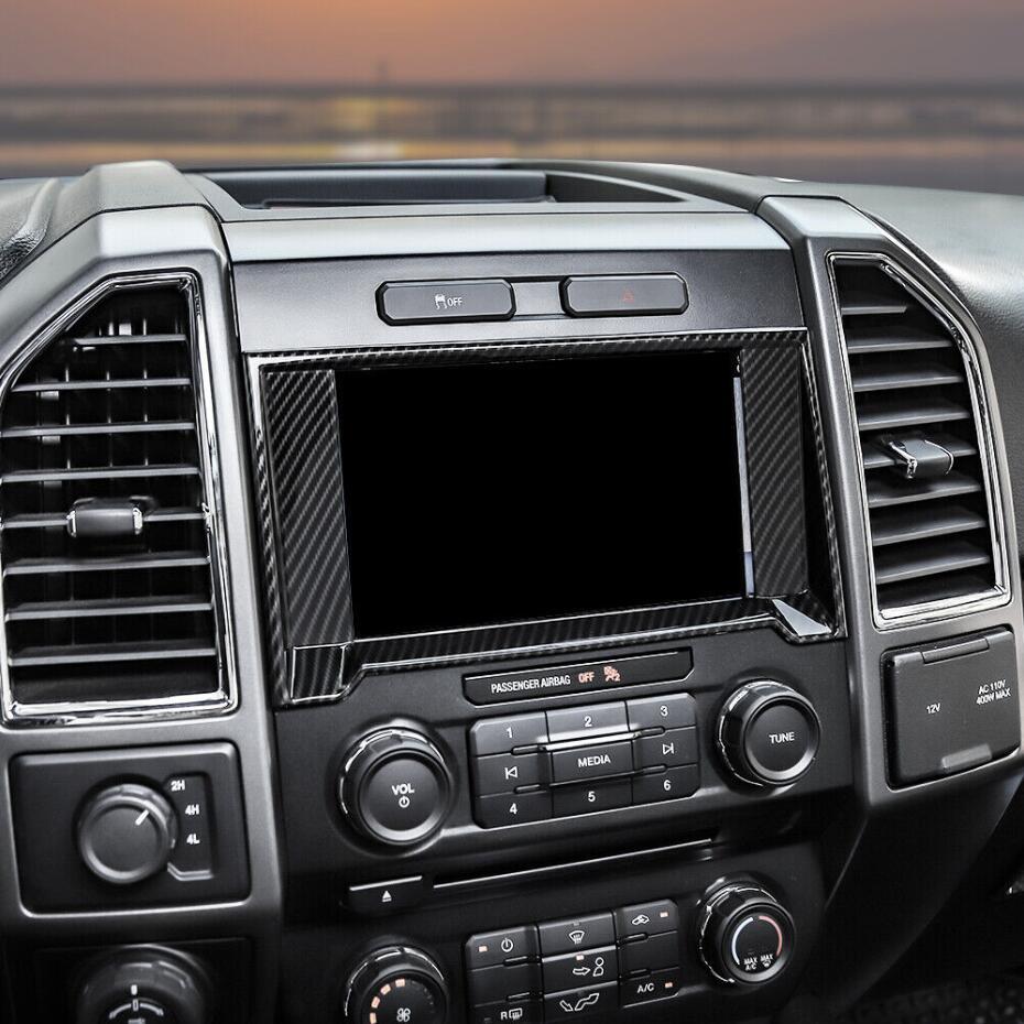 Car Central GPS Navigation Cover Trim For F150 15-20 Accessories Carbon ABS v