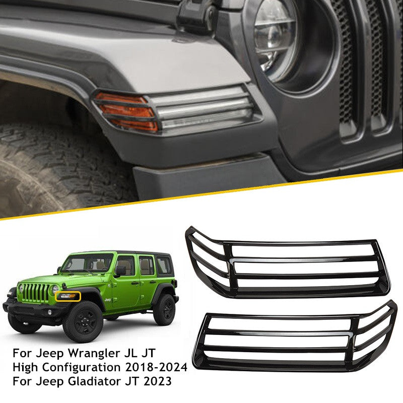 2x for Jeep Gladiator JT 2023 Glossy Black Front Wheel Eyebrows Lamp Cover Trims