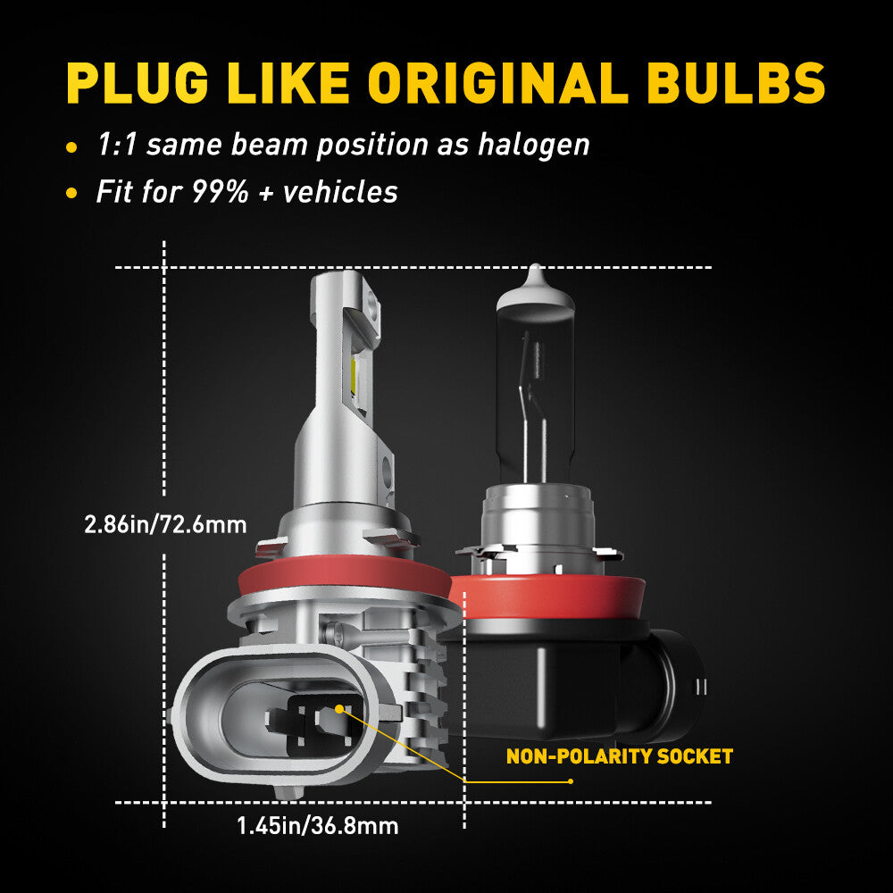 Limo Plus H11 LED Whitening Gold and Silver Tablets 6000K White Gold Butter 2nd Generation M4- v