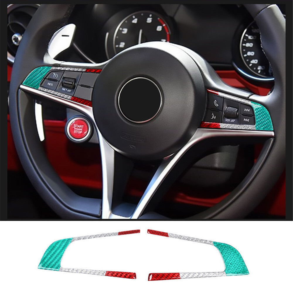 3Color Real Carbon Fiber for Alfa Romeo Giulia 2017-19 Steering Wheel Cover 5PCS