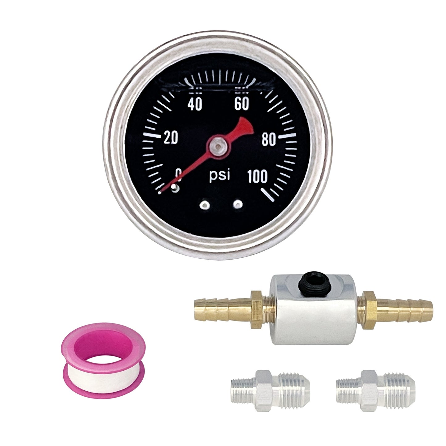 Liquid 0-100psi Fuel Pressure Gauge Regulator Gauge 1/8 NPT W/ Adapter Kit