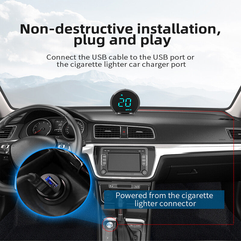 Car Practical Digital GPS HUD Head Up Display LED HD Speedometer Overspeed Alarm v