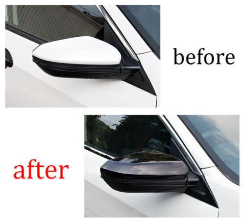 2PCS ABS Gloss Black Side Rearview Mirror Cap Cover Trim for Honda for Civic 2019-21