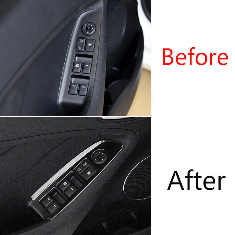 Glass Window Lifting Lock Panel Trim 4PCS for Kia K3 Forte 2014-2018 Black Steel