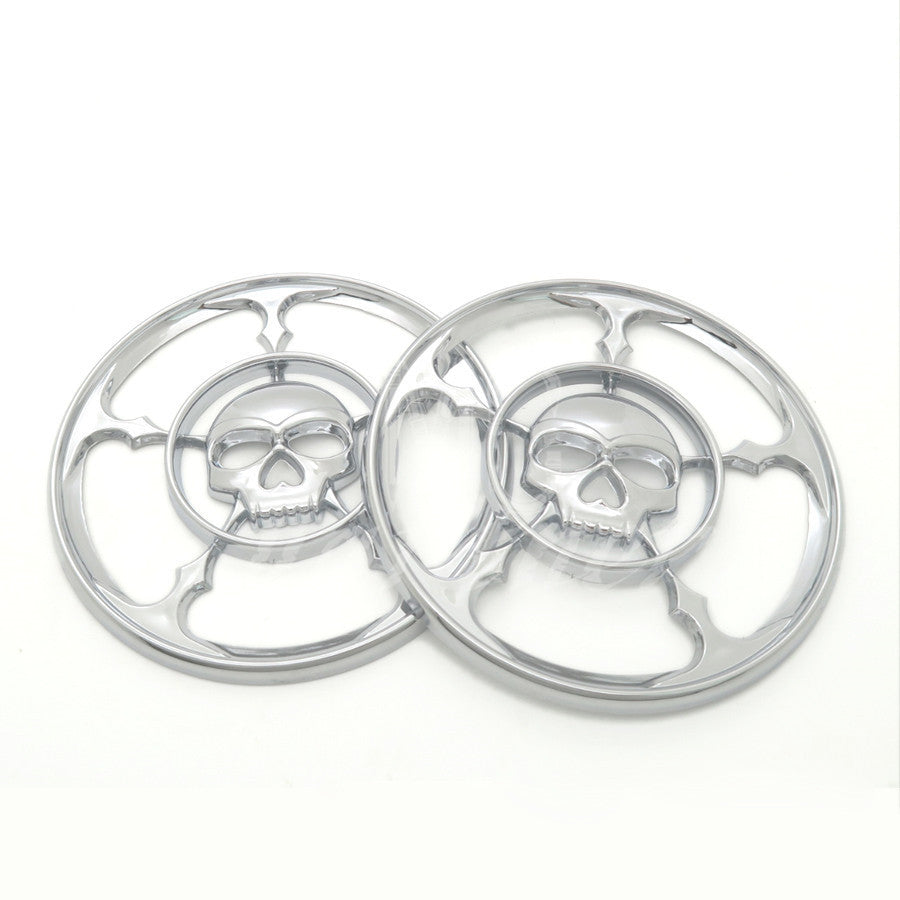 Chrome Skull Speaker Trim Grill Cover for Harley Touring Electra Street Glide Q