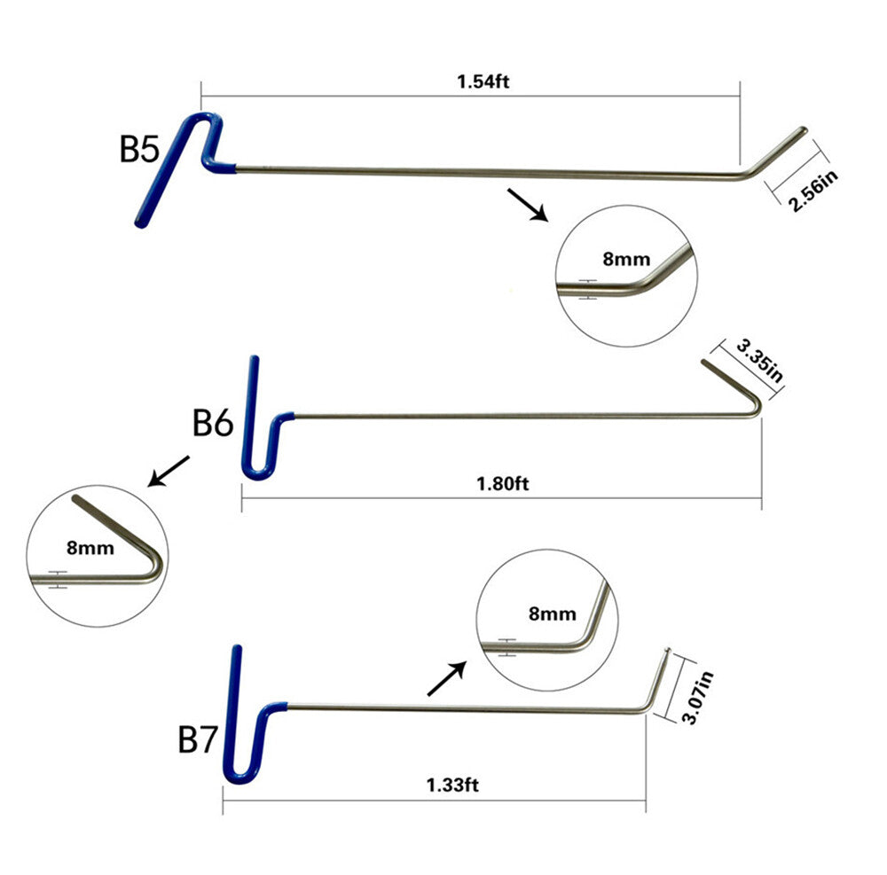 Steel Rods Dent Removal Manual Tools Professional Paintless Dent Repair Rods v