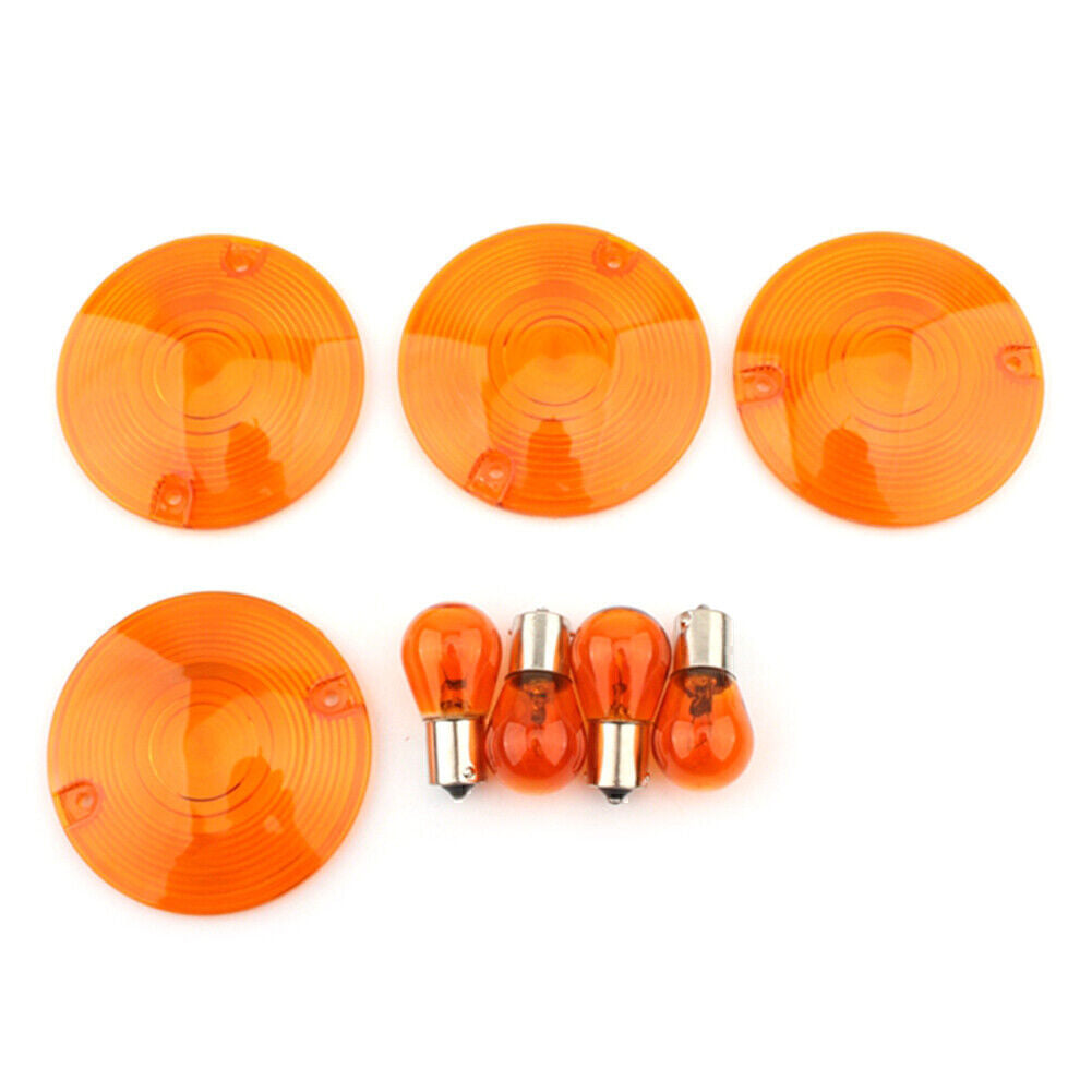 Turn Signal Light Cover Yellow Lens Amber Bulb Fit Heritage Softail FLST FLSTI