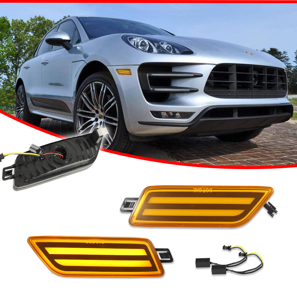For 14-24 for Macan 95B Amber LED Yellow Turn Signal Side Marker Lights - v