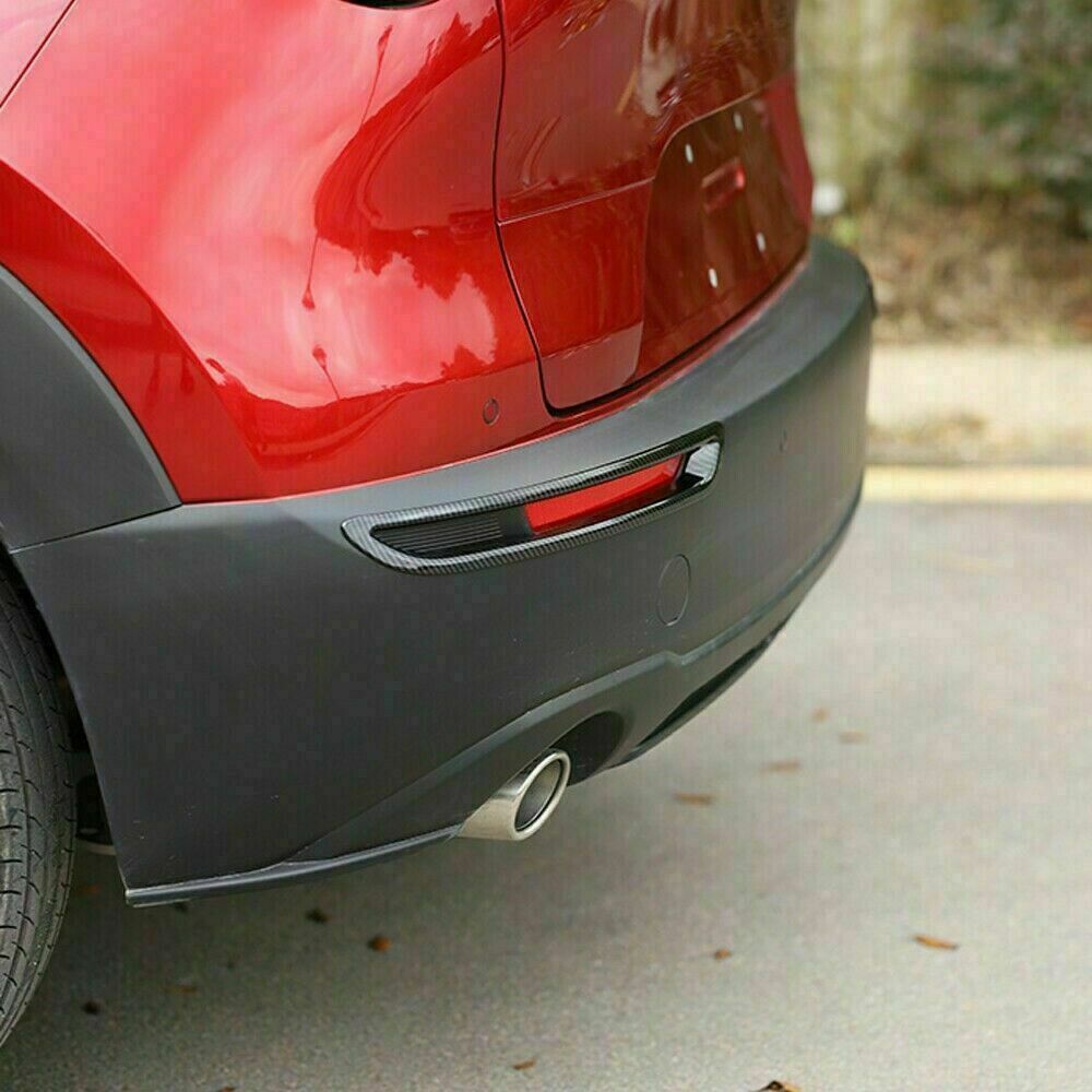 for Mazda CX-30 2020-2022 Carbon Fiber Rear Bumper Fog Light Frame Trims Cover