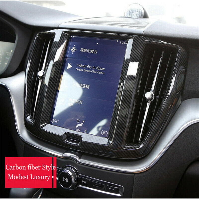 Carbon Fiber Center Console Navigation Frame Cover Trim for Volvo XC60 2018-2021