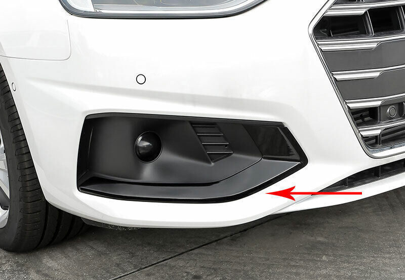 Fit for Audi A4 A5 2020-21 ABS Black Front Bumper Fog Light Lamp Strip Trim 2PCS