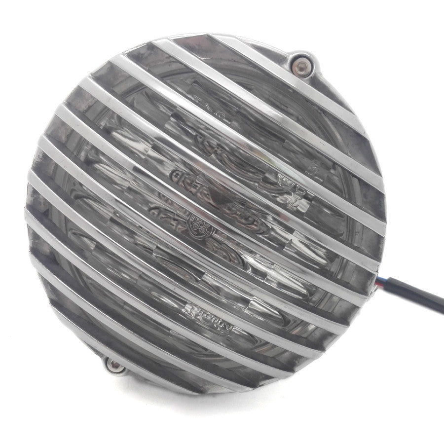Chrome Polished Scalloped Finned Grill Headlight for Honda Bobber Chopper Custom Q